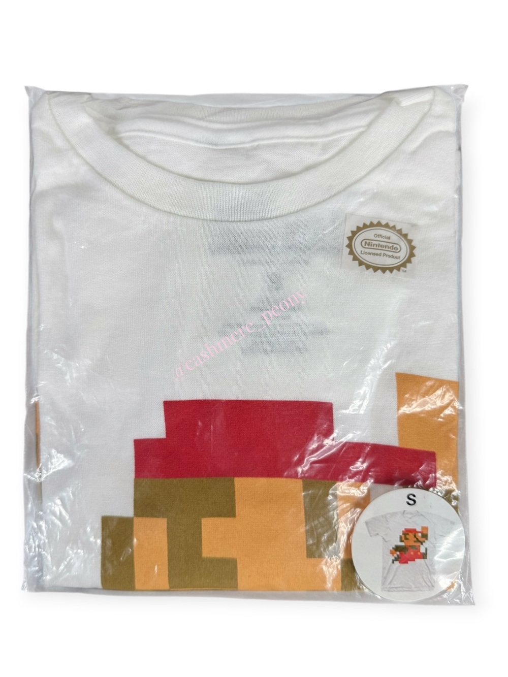 NEW 2015 Nintendo Super Mario Bros Pixel T-Shirt White Classic Tee Small
